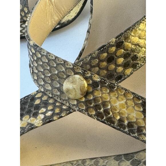 Vintage 90s Y2K Vera Wang Embossed Leather Snakeskin Made in Italy Heels Mules - Picture 10 of 10